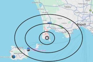 mappa di google con indicato il terremoto ai campi flegrei
