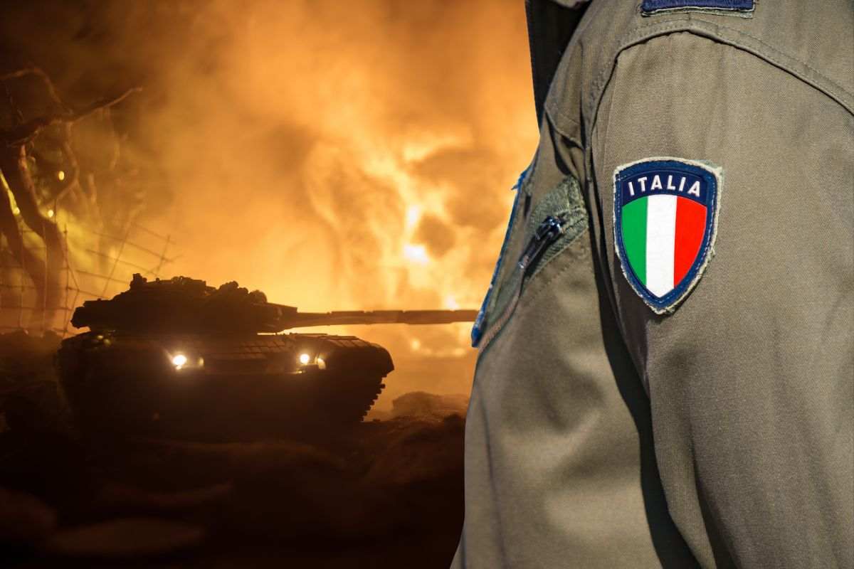 Un carro armato tra le macerie