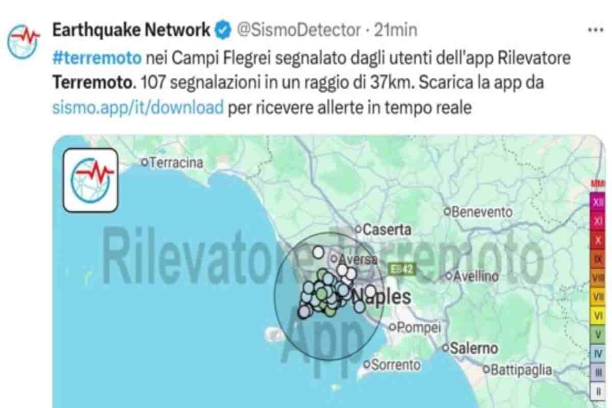 segnalazioni di scosse su X