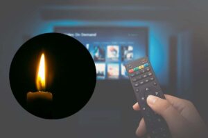 televisione e candela lutto